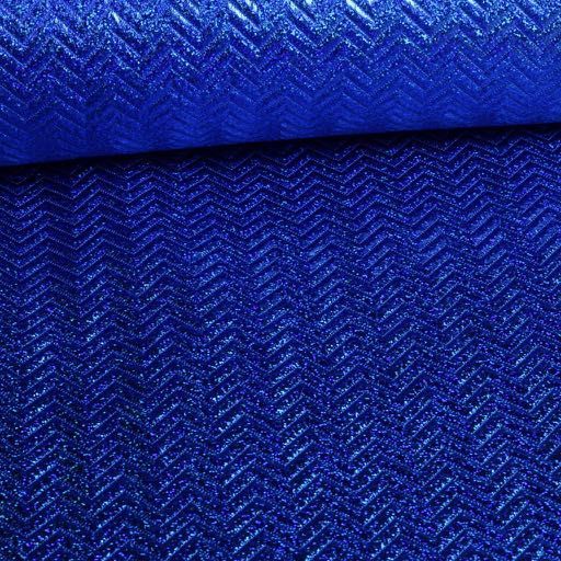 Step zigzag hologram glitter stof kobalt
