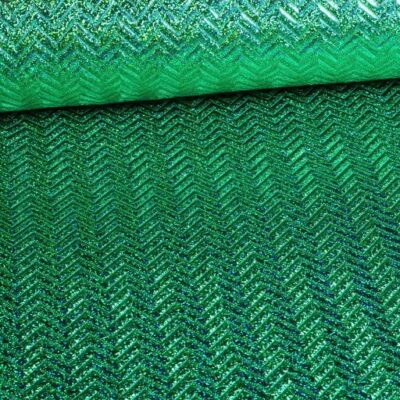 Step zigzag hologram glitter stof groen