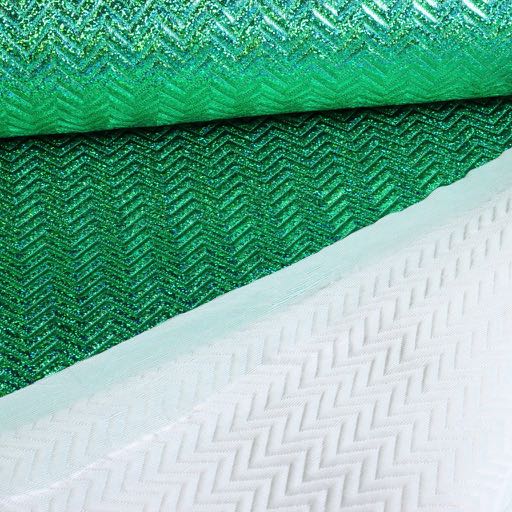 Step zigzag hologram glitter stof groen