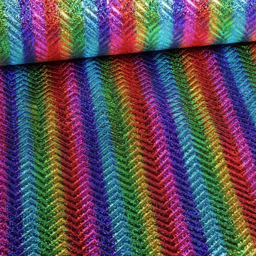 Step zigzag hologram glitter stof regenboog
