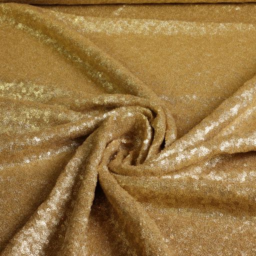 Mesh stretch pailletten stof goud