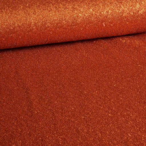 Mesh stretch pailletten stof oranje roest