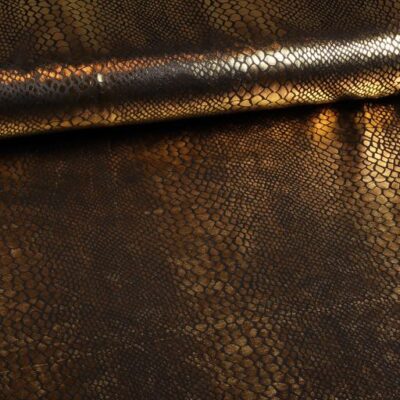Jersey stretch stof zwart/goud foil
