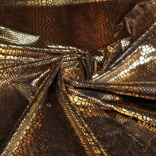 Jersey stretch stof zwart/goud foil
