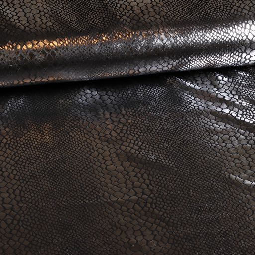 Jersey stof krokodil zwart zilver foil