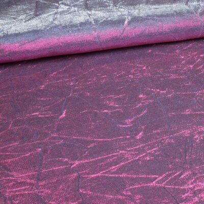 Lurex stof gekreukt zilver/fuchsia