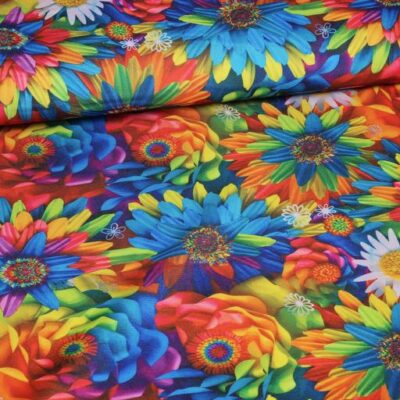 Terlenka stof multicolor bloem