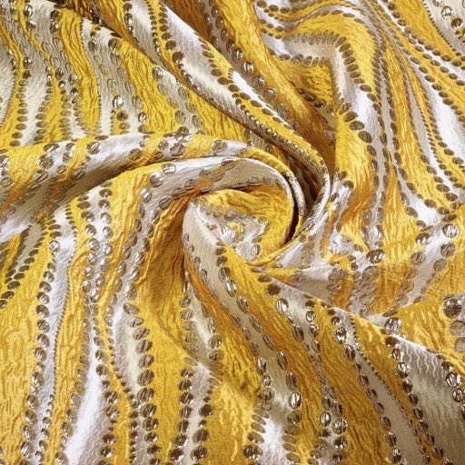 Jacquard lurex stippen geel
