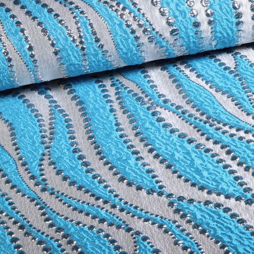 Jacquard lurex stippen aqua