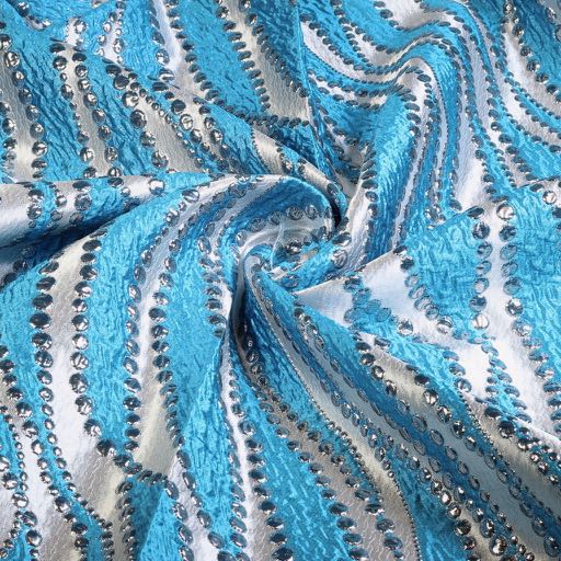 Jacquard lurex stippen aqua