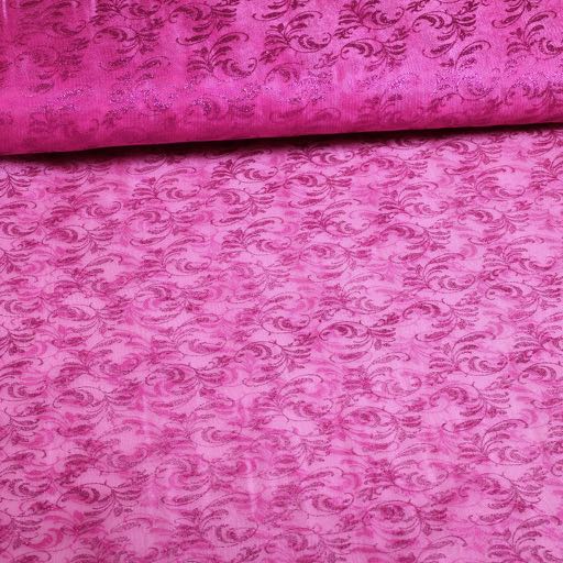 Organza bedrukt glitter fuchsia