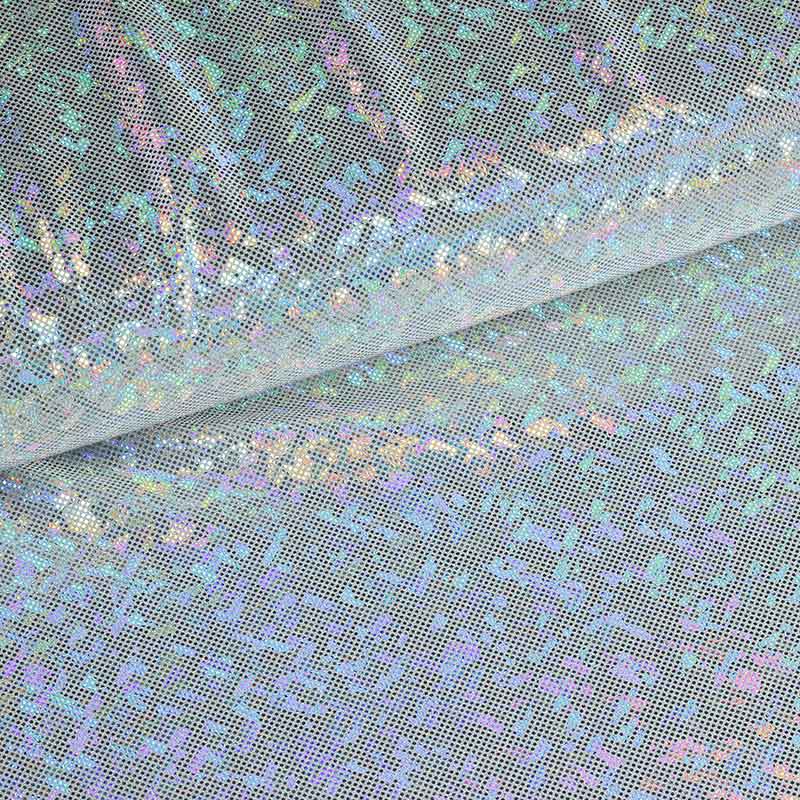 Mystique Deluxe foil hologram stof donker zilver