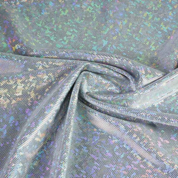 Mystique Deluxe foil hologram stof donker zilver