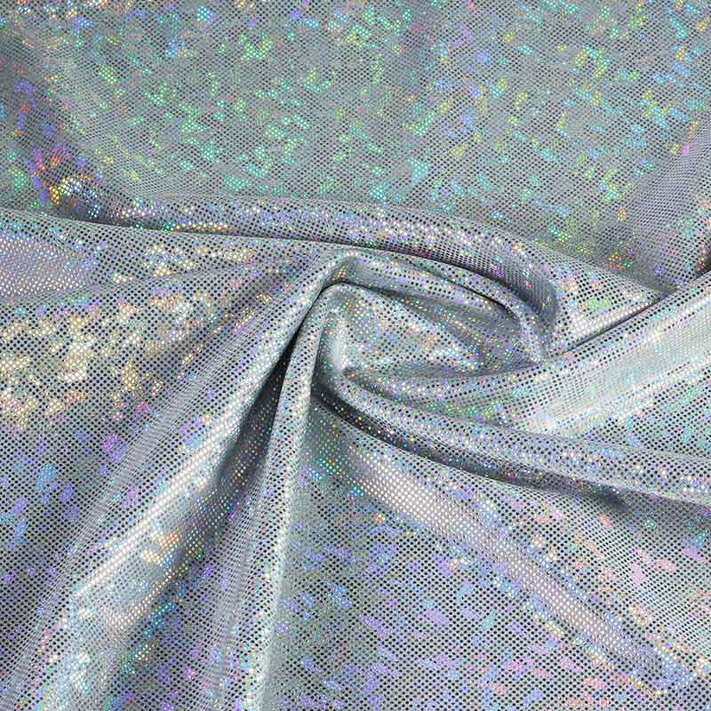 Mystique Deluxe foil hologram stof donker zilver