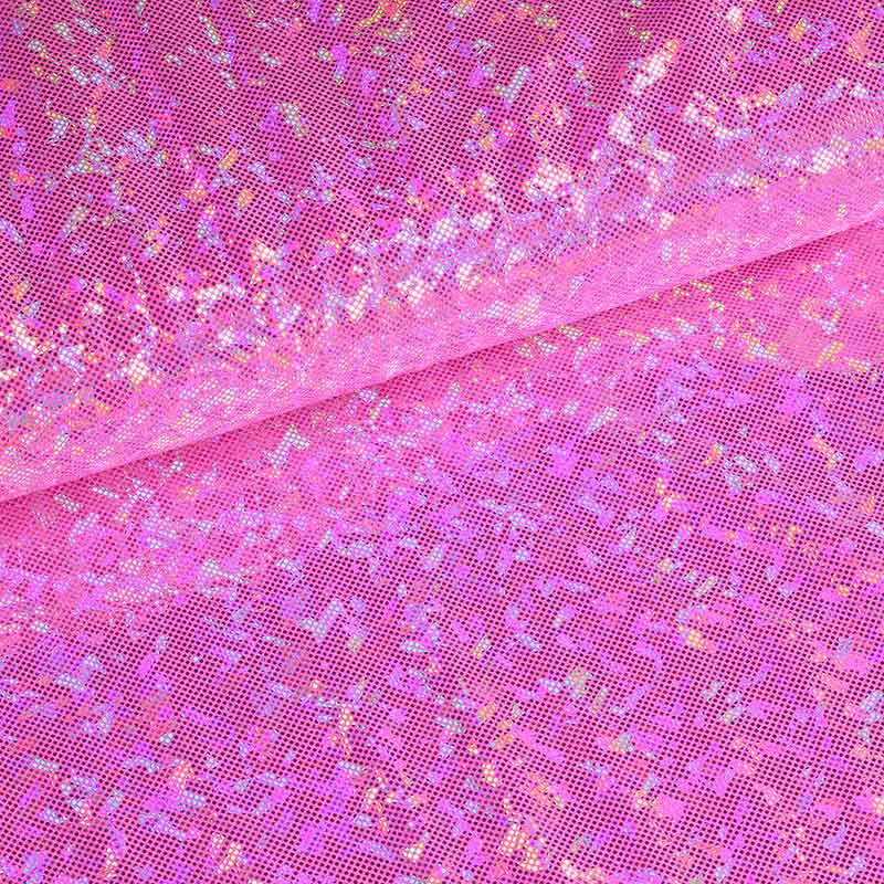 Mystique Deluxe foil hologram stof roze