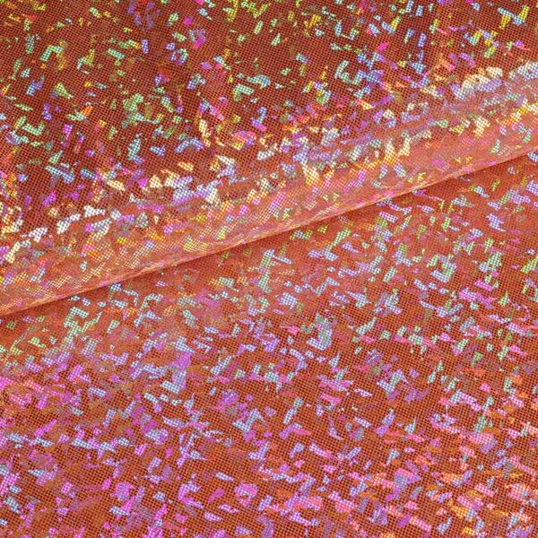 Mystique Deluxe foil hologram stof oranje