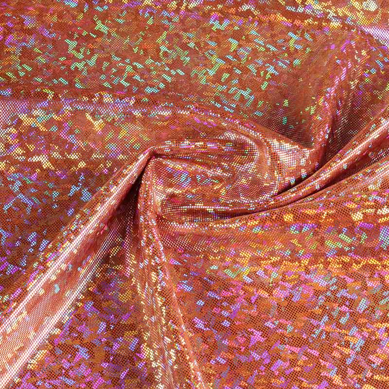 Mystique Deluxe foil hologram stof oranje