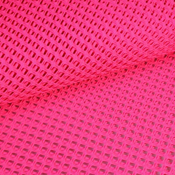 Elastische netstof grof fluor roze