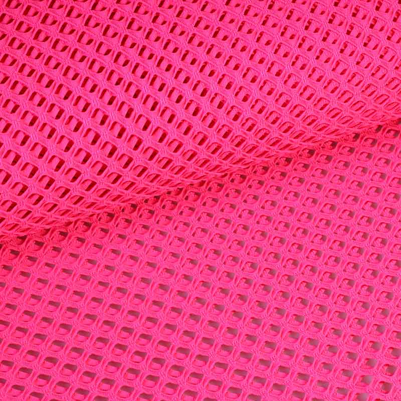 Elastische netstof grof fluor roze