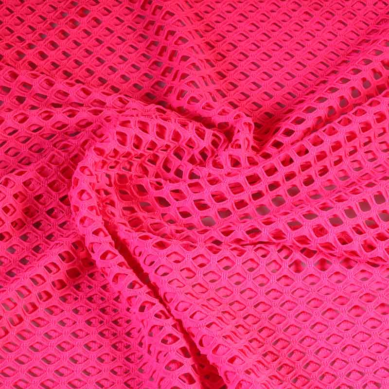 Elastische netstof grof fluor roze