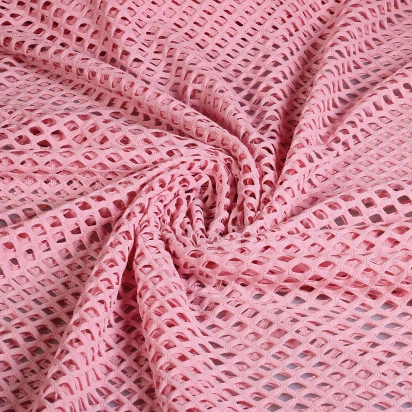 Elastische netstof grof oud roze
