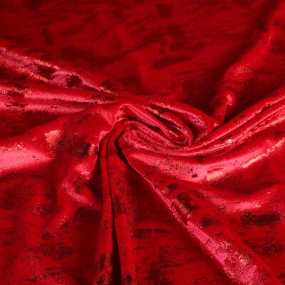 Velvet stretch stof graffiti foil rood