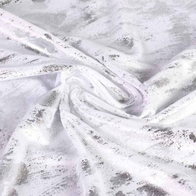 Velvet stretch stof graffiti foil wit