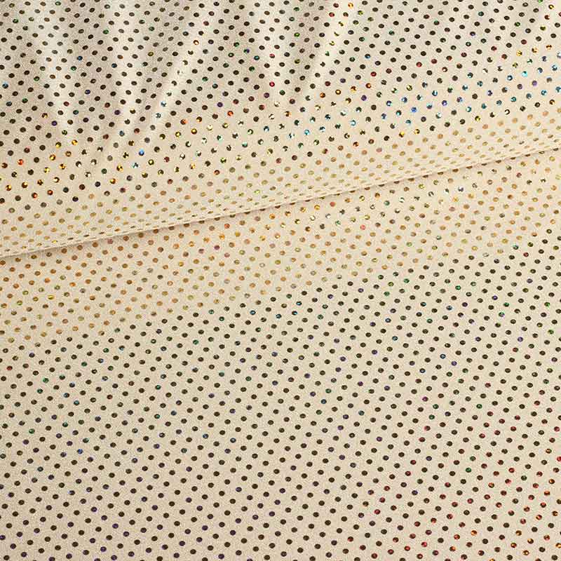 Pailletten stof stretch hologram ecru