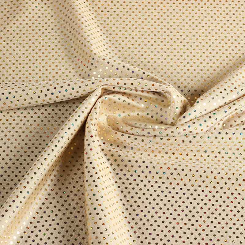 Pailletten stof stretch hologram ecru