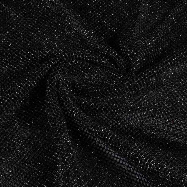 Elastische netstof glitter zwart