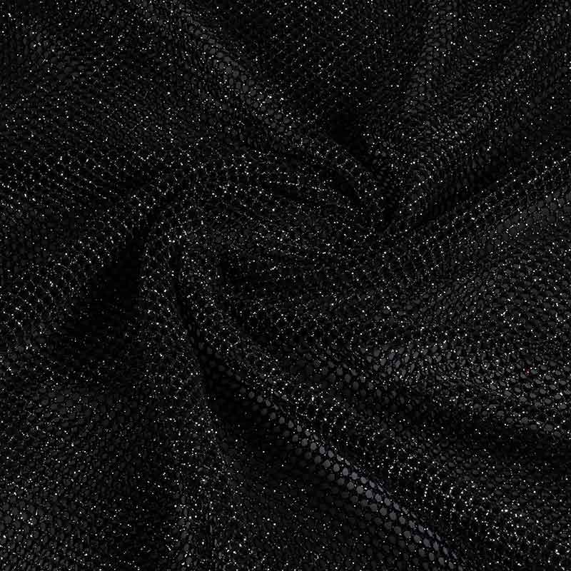 Elastische netstof glitter zwart