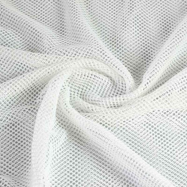 Elastische netstof glitter wit