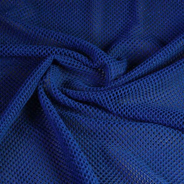 Elastische netstof glitter kobalt