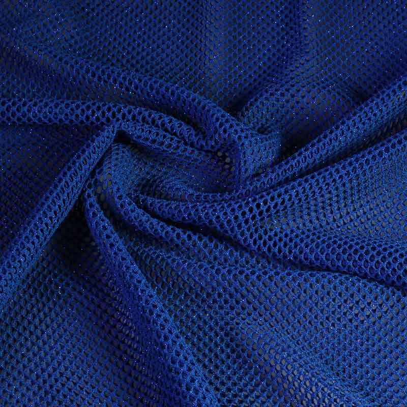 Elastische netstof glitter kobalt