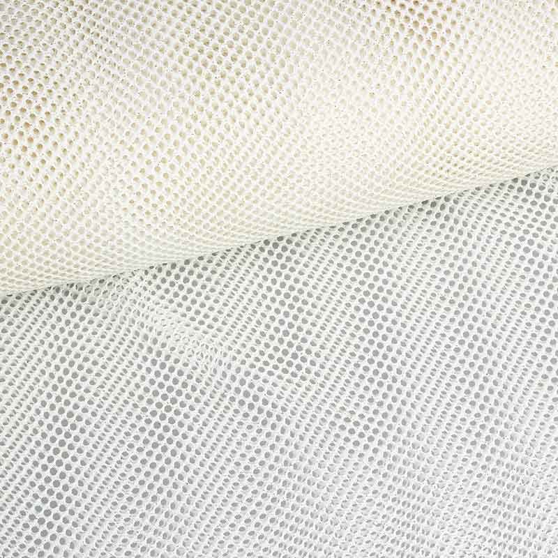 Elastische netstof glitter ecru