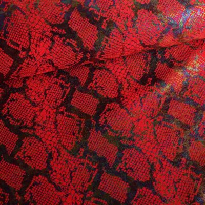 Stretch 4 way stof snake foil rood