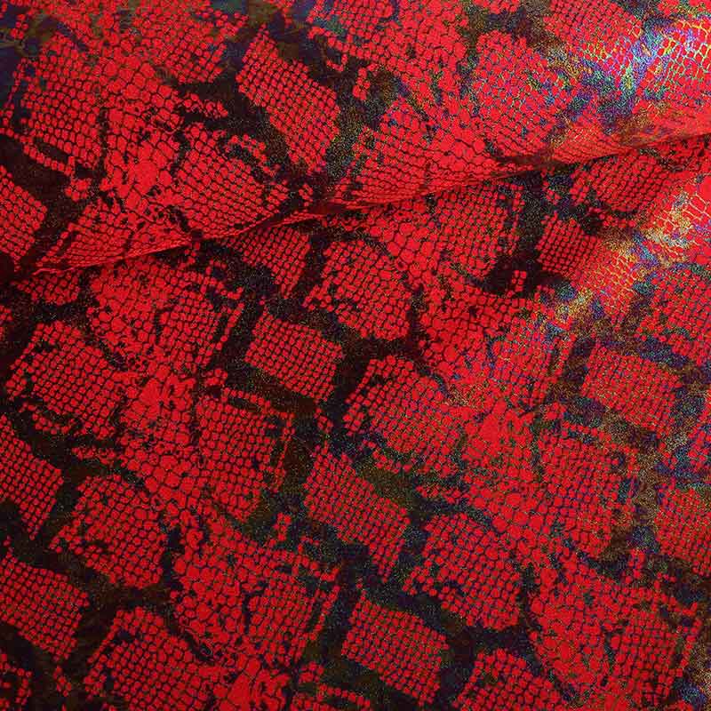Stretch 4 way stof snake foil rood