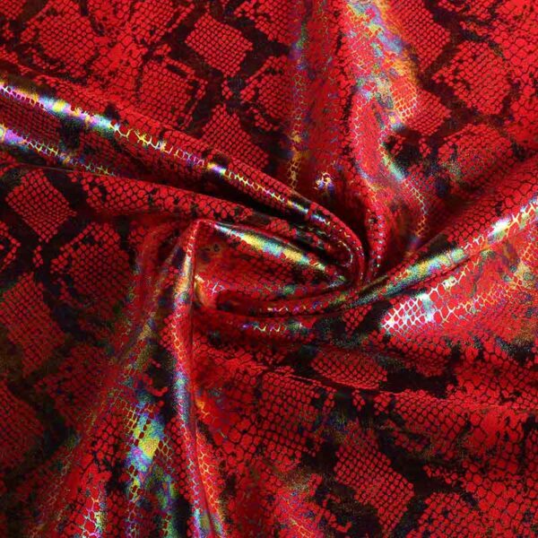 Stretch 4 way stof snake foil rood