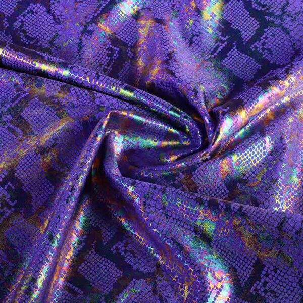 Stretch 4 way stof snake foil paars
