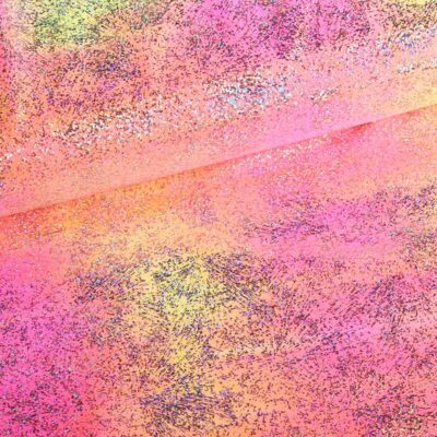 Stretch 4-way stof tye dye foil multicolor fuchsia