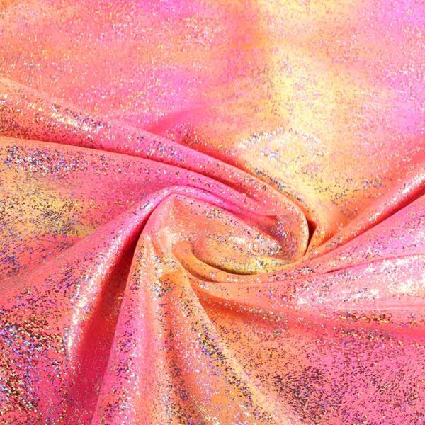 Stretch 4-way stof tye dye foil multicolor fuchsia