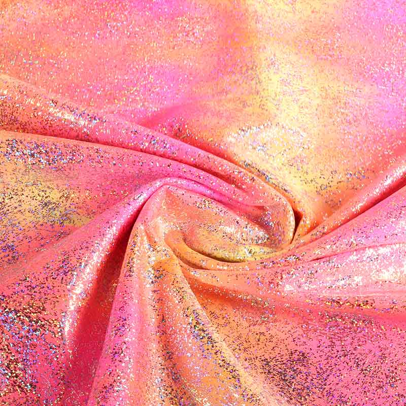 Stretch 4-way stof tye dye foil multicolor fuchsia