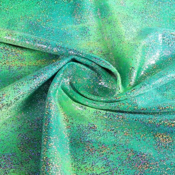 Stretch 4-way stof tye dye silver foil multicolor groen