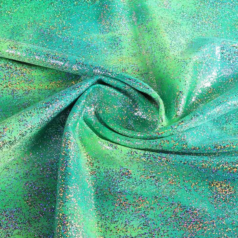 Stretch 4-way stof tye dye silver foil multicolor groen