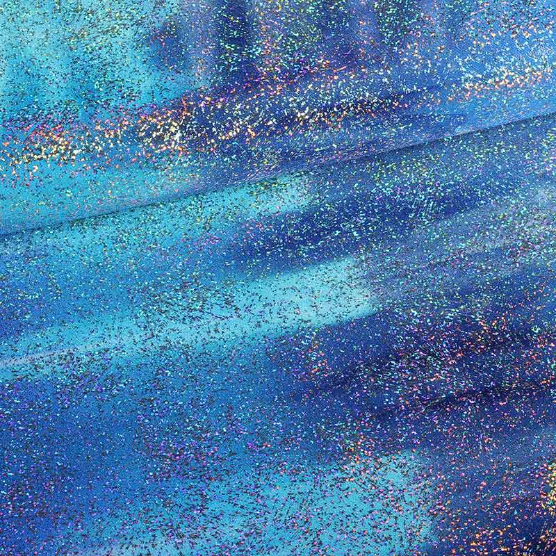 Stretch 4-way stof tye dye multicolor blauw