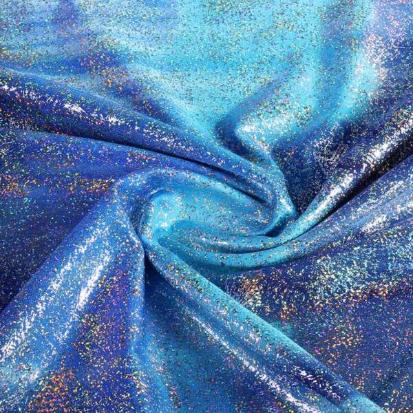 Stretch 4-way stof tye dye multicolor blauw
