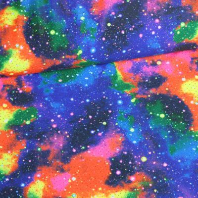 Stretch stof cosmo foil multicolor