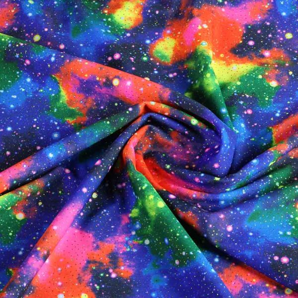Stretch stof cosmo foil multicolor