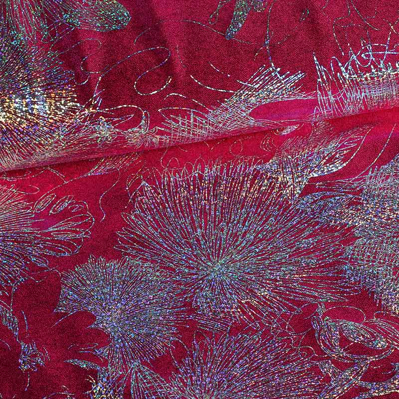 Stretch 4-way Japan foil stof fuchsia