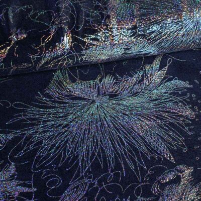 Stretch 4 way Japan foil donkerblauw